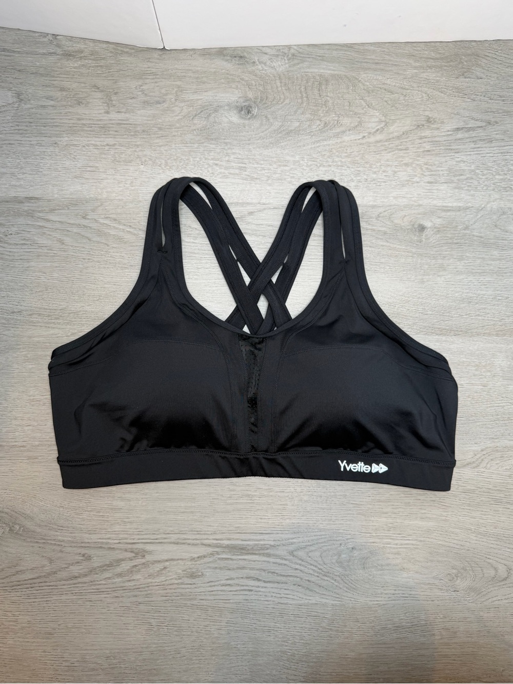 Yvette Black High-Impact Strappy Cross-Back Sports Bra Plus Size 5XL+